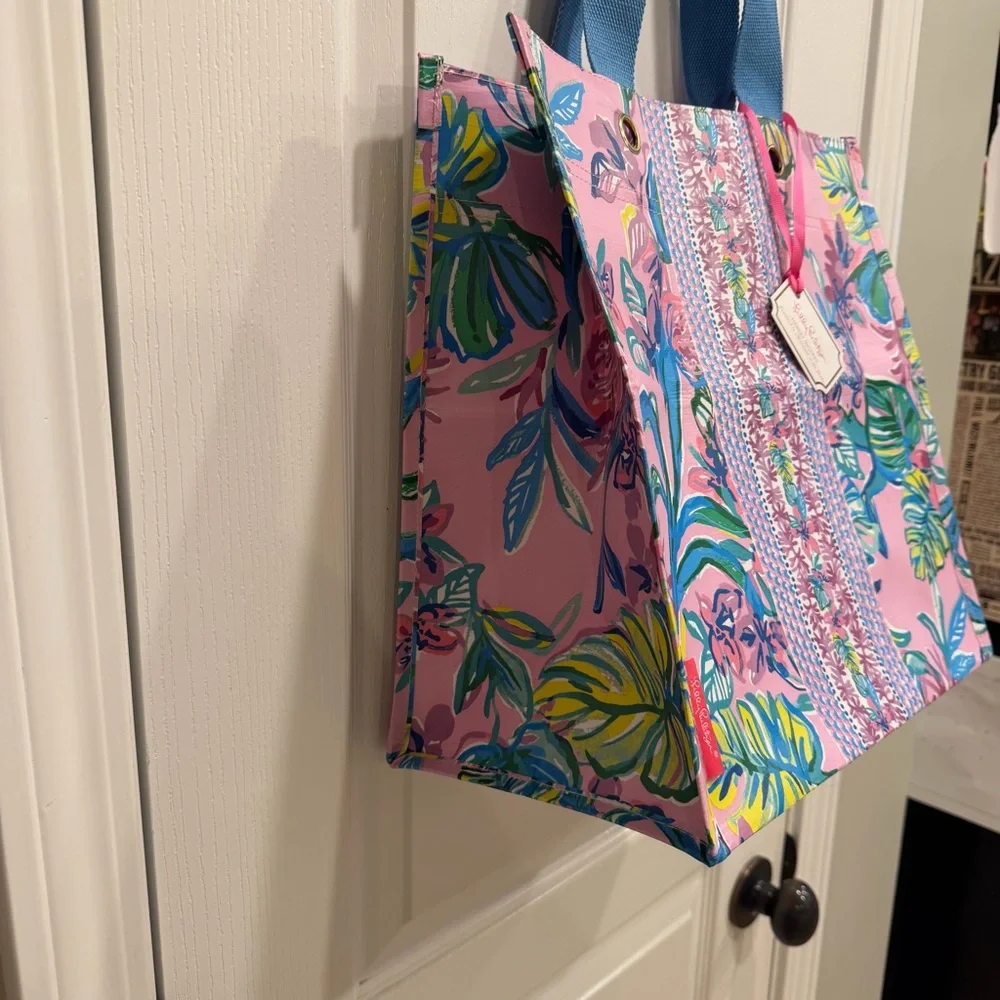 NWT Lilly Pulitzer Market Shopper in Mermaid in the Shade Purple Reusable Bag - Picture 6 of 9
